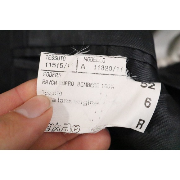 Canali Mens Pinstripe Three Button Suit Black Wool Size 52R X 36 - Picture 11 of 16